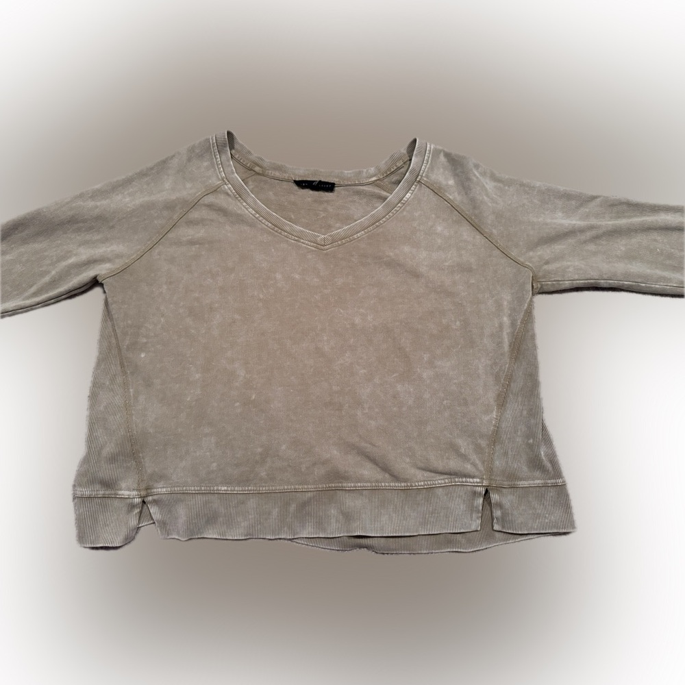 Jane + Delancey cropped olive brown washed top Large - Picture 2 of 4